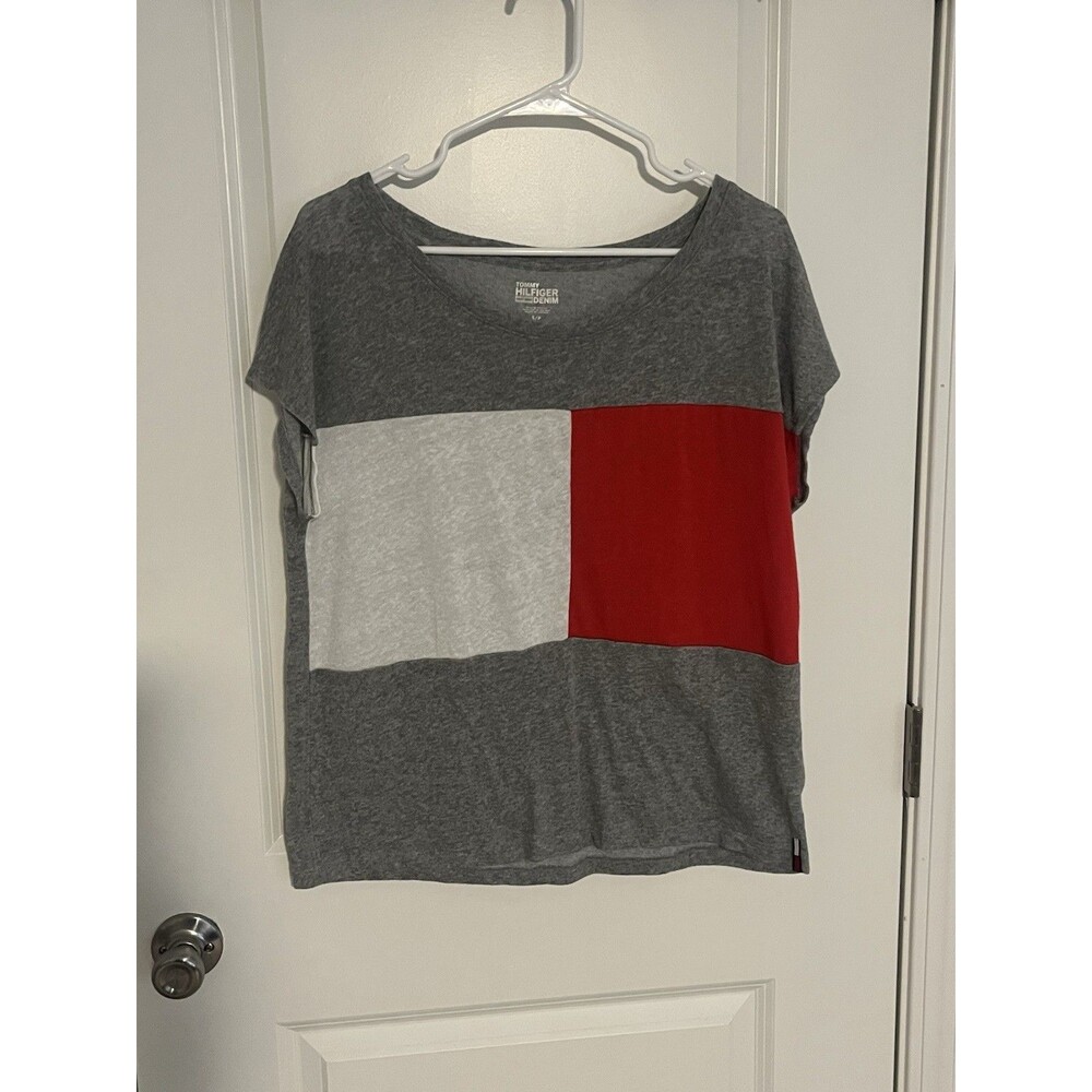 NWT Tommy Hilfiger Womens Gray Knit Short Sleeve Blouse Top Size S/P